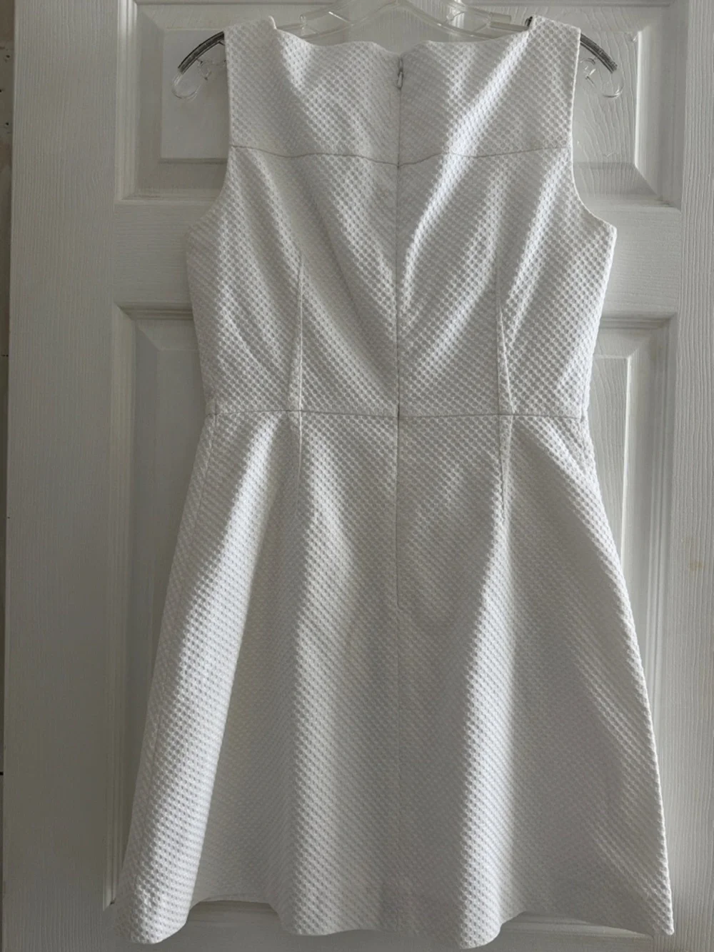 TORY BURCH White Cotton Stretch Pique Sleeveless Square Neck Dress Sz 4